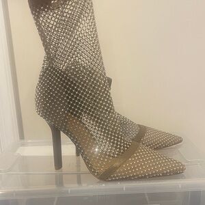 Shoe Dazzle Tan Mesh Stiletto Heels